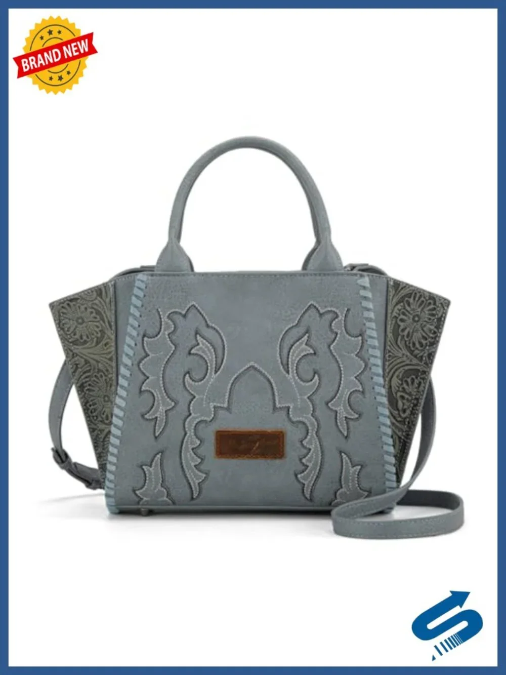 Wrangler Embroidered Tote Bag Faux Leather Crossbody Purse